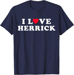 I Love Herrick Matching Girlfriend & Boyfriend Herrick Name T-Shirt - T-Shirt | Navy