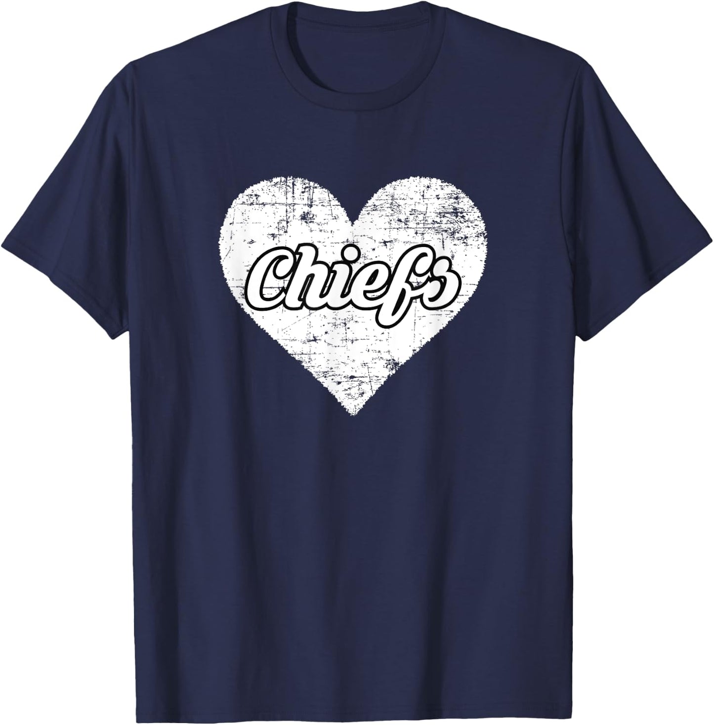 Chiefs Over Distressed Heart Huron T-Shirt - T-Shirt | Navy