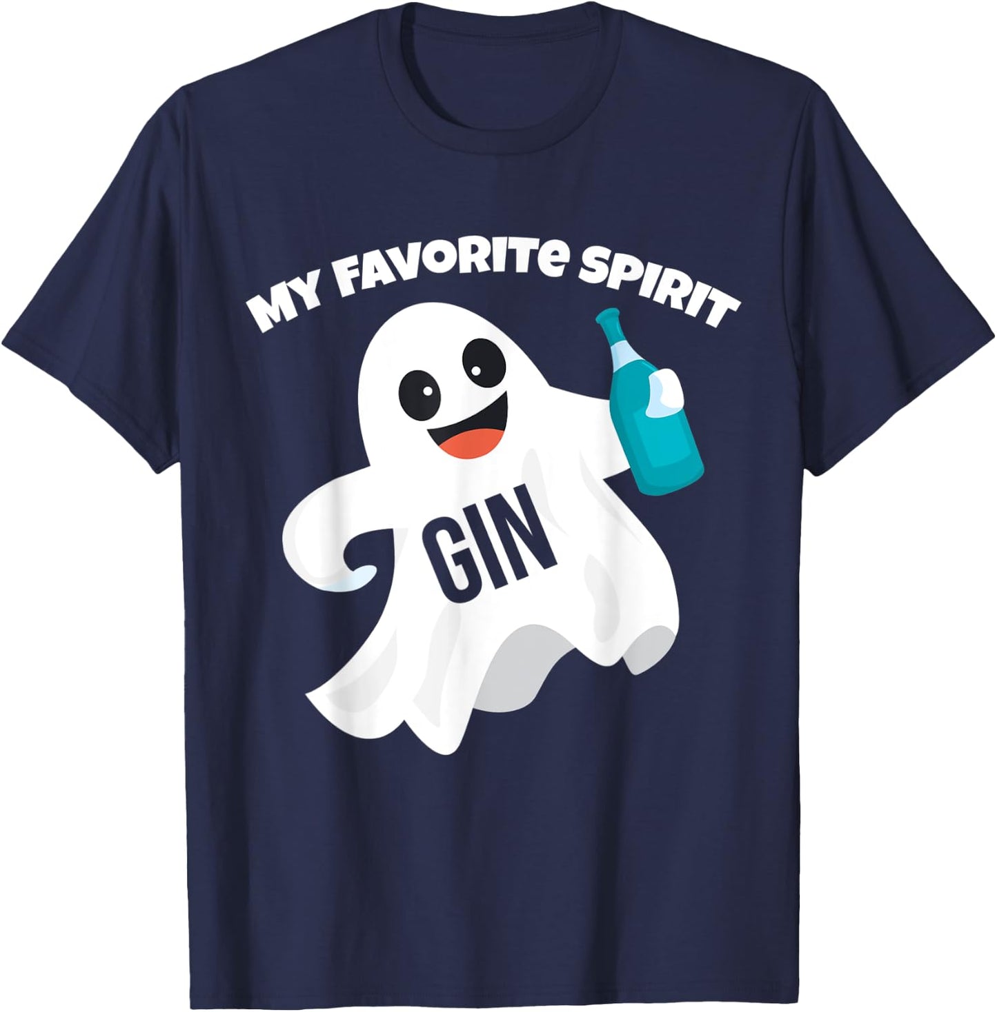 Gin My Favorite Spirit | Funny Halloween Drinking Costume T-Shirt - T-Shirt | Navy