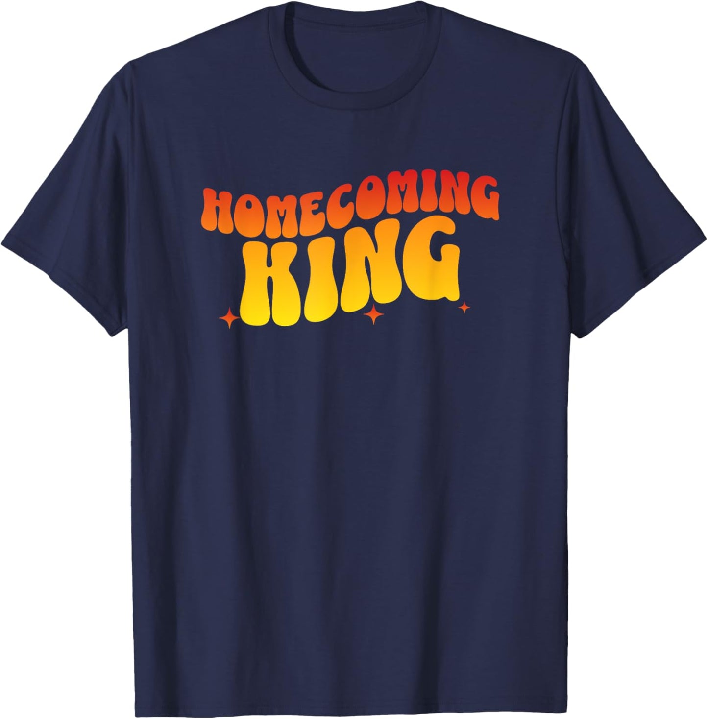 Matching Highschool Homecoming King Retro Wavy Text T-Shirt - T-Shirt | Navy