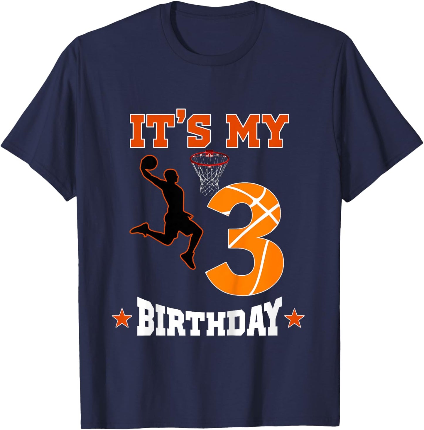 Kids It's My 3rd Birthday Basketball Dunk Boy 3 Years Old T-Shirt - T-Shirt | Navy