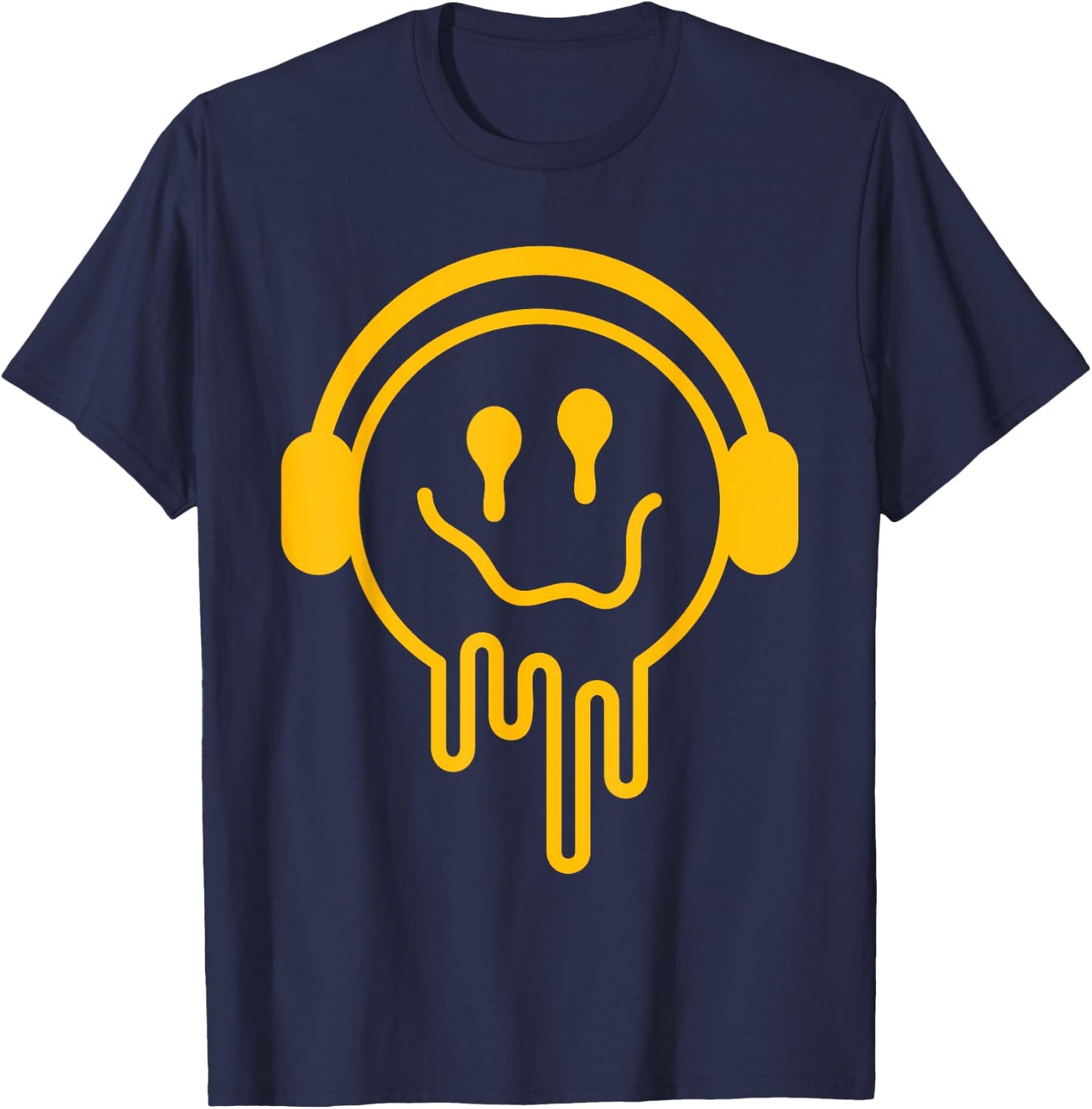 Melting Smile Funny Smiling Melted Dripping Happy Face Cute T-Shirt - T-Shirt | Navy