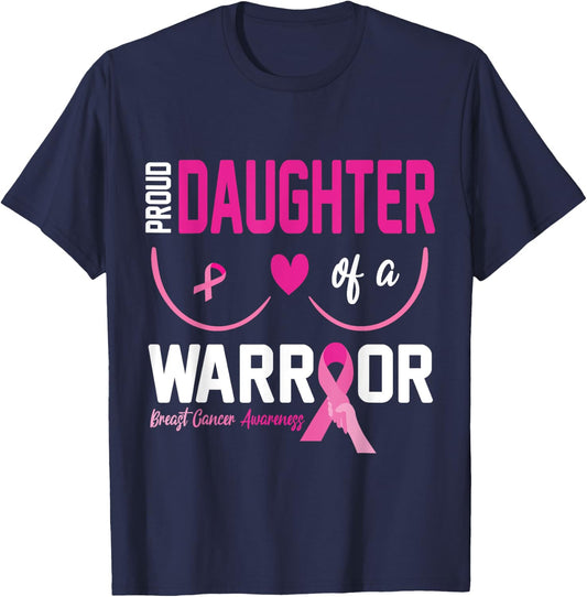 Proud Daughter Of A Breast Cancer Warrior Fight Together Win T-Shirt - T-Shirt | Navy