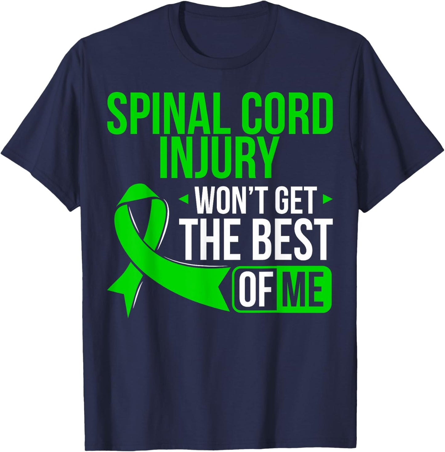Green Ribbon Spinal Cord Injury Awareness T Shirt T-Shirt - T-Shirt | Navy