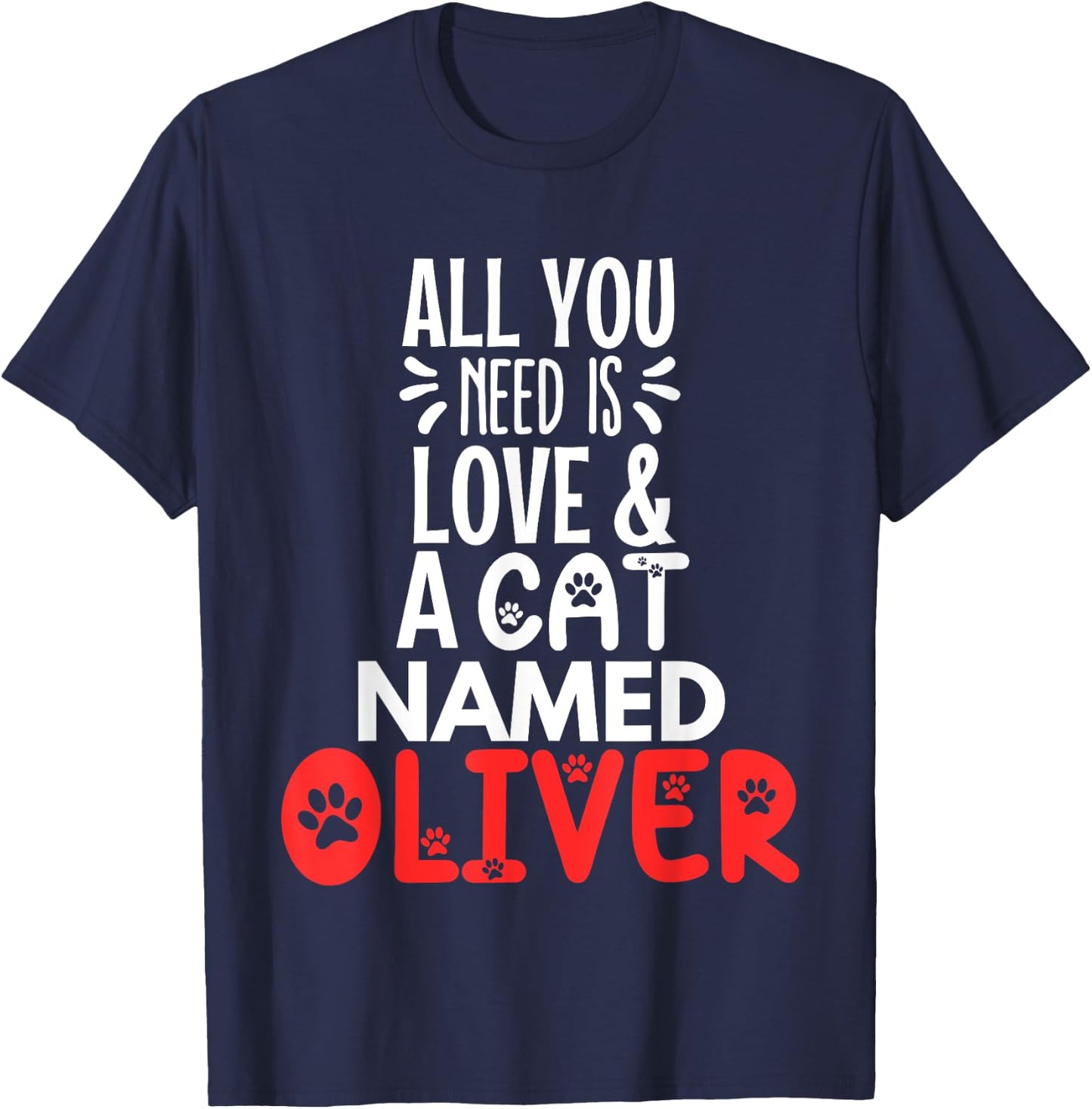 Cat Name Oliver Design - All You Need is Love! Women Kids T-Shirt - T-Shirt | Navy