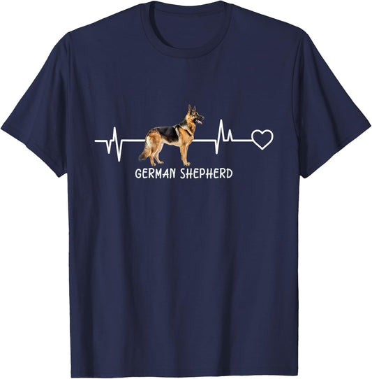 German Shepherd Heartbeat T-Shirt - T-Shirt | Navy