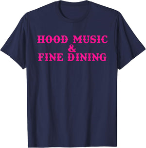 Hood Music And Fine Dining Pink Apparel T-Shirt - T-Shirt | Navy