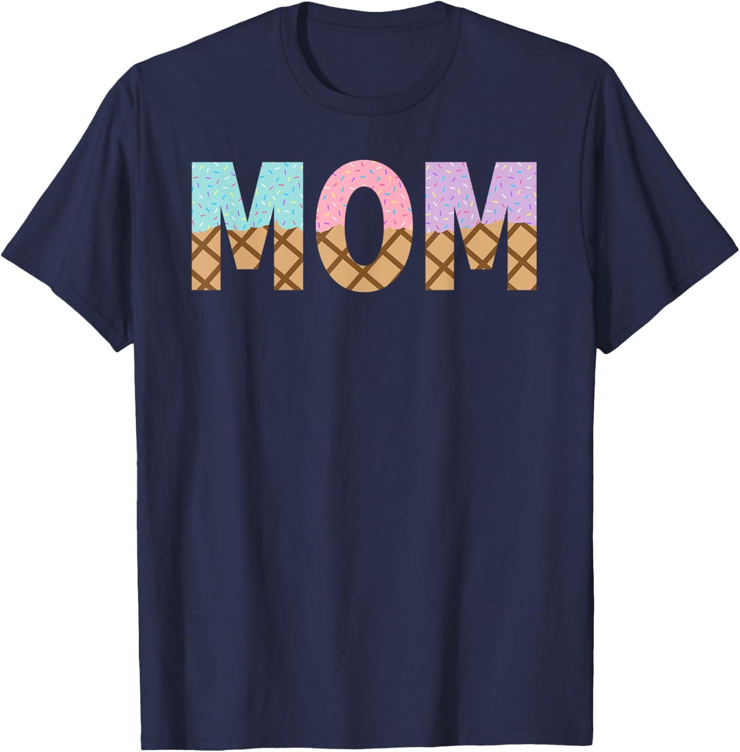 Mom Of 1st First Birthday Girl Ice Cream T-Shirt - T-Shirt | Navy