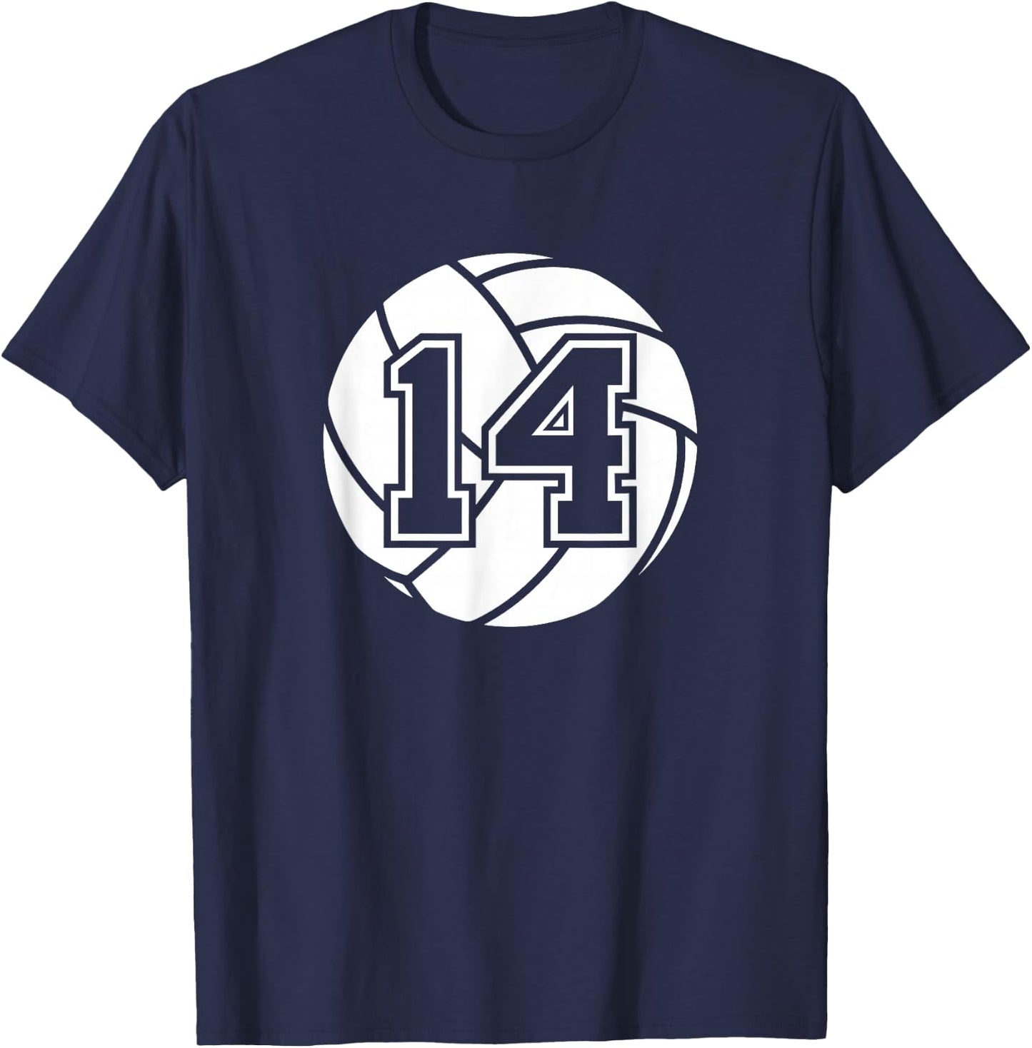 Volleyball Player #14 Volleyball Mom Dad Jersey Number 14 T-Shirt - T-Shirt | Navy