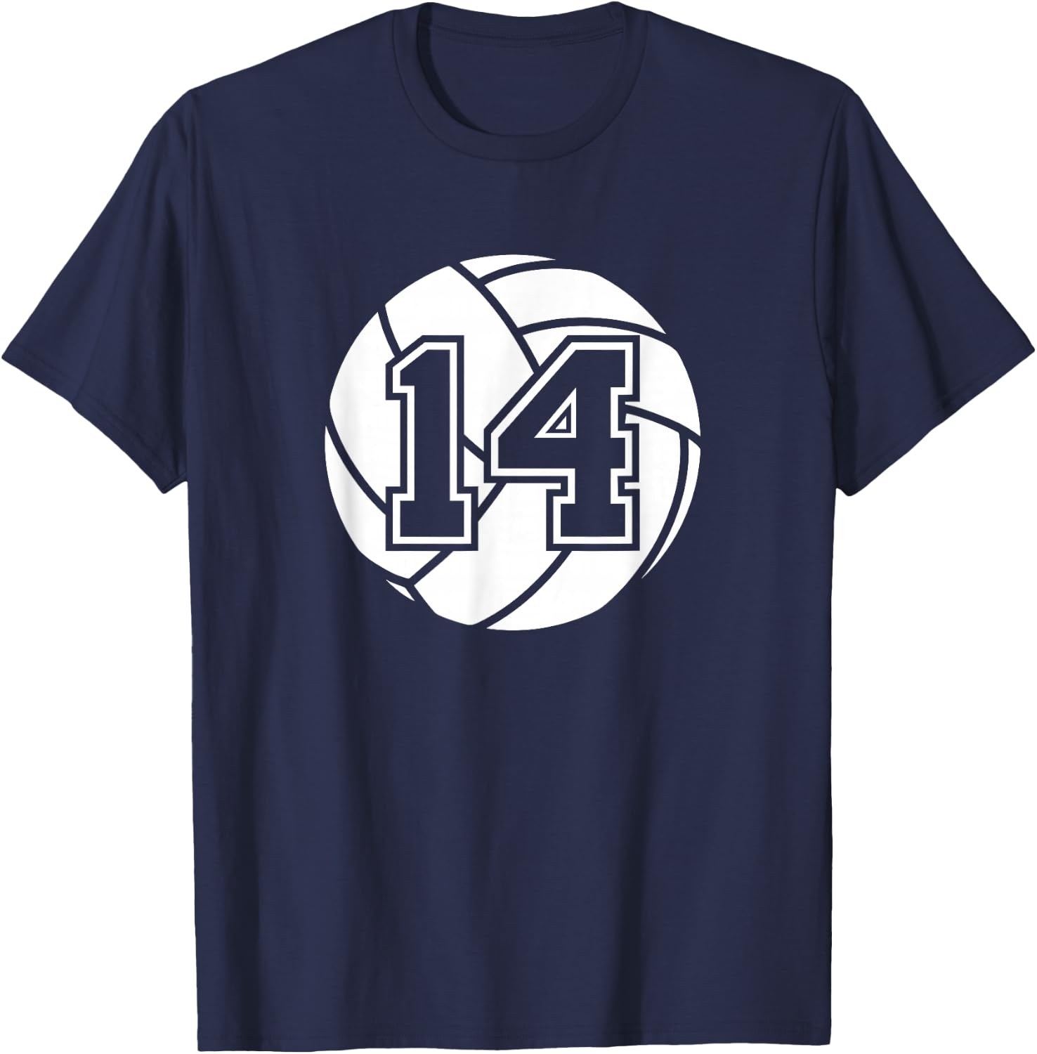 Volleyball Player #14 Volleyball Mom Dad Jersey Number 14 T-Shirt - T-Shirt | Navy