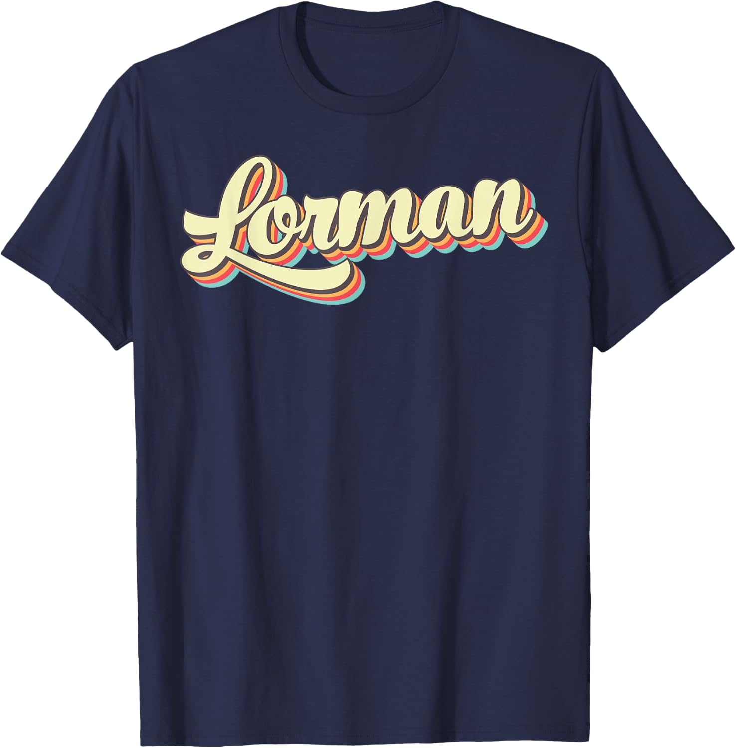 Lorman Retro Art Baseball Font Vintage T-Shirt - T-Shirt | Navy