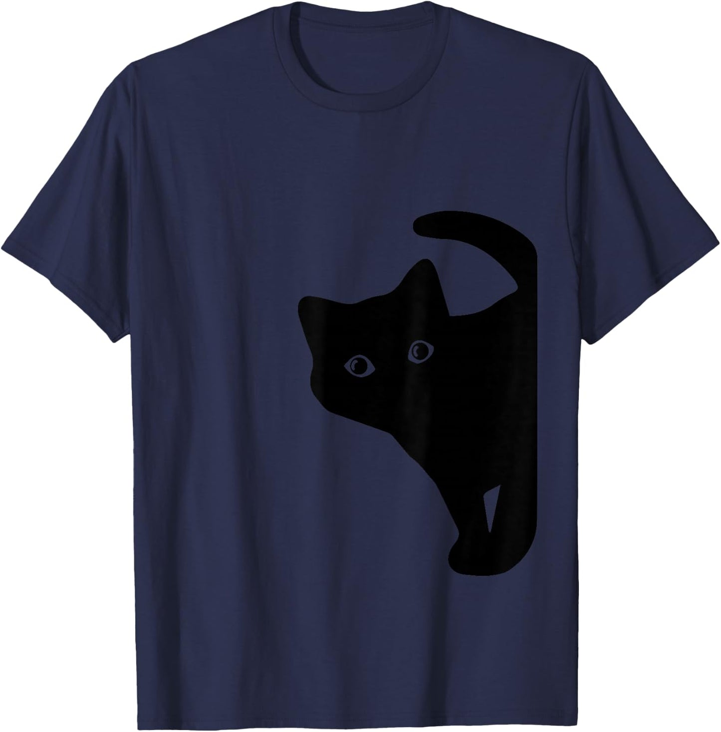 Peeking Cute Black Curious Kitten Men Women Kids Boys Girls T-Shirt - T-Shirt | Navy