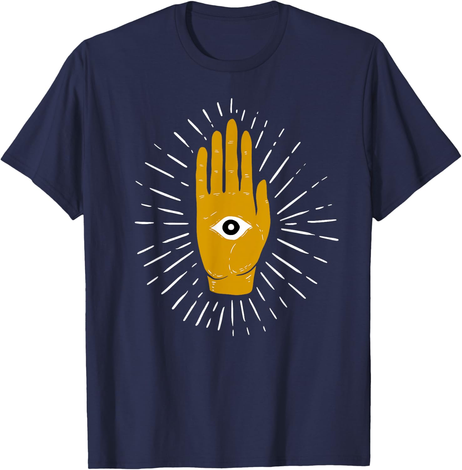 Spiritual Mystic Eye Third Eye All Seeing Eye Hamsa Hand T-Shirt - T-Shirt | Navy