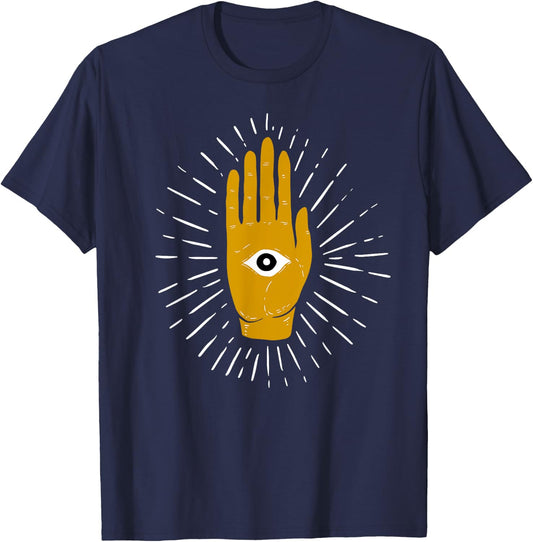 Spiritual Mystic Eye Third Eye All Seeing Eye Hamsa Hand T-Shirt - T-Shirt | Navy