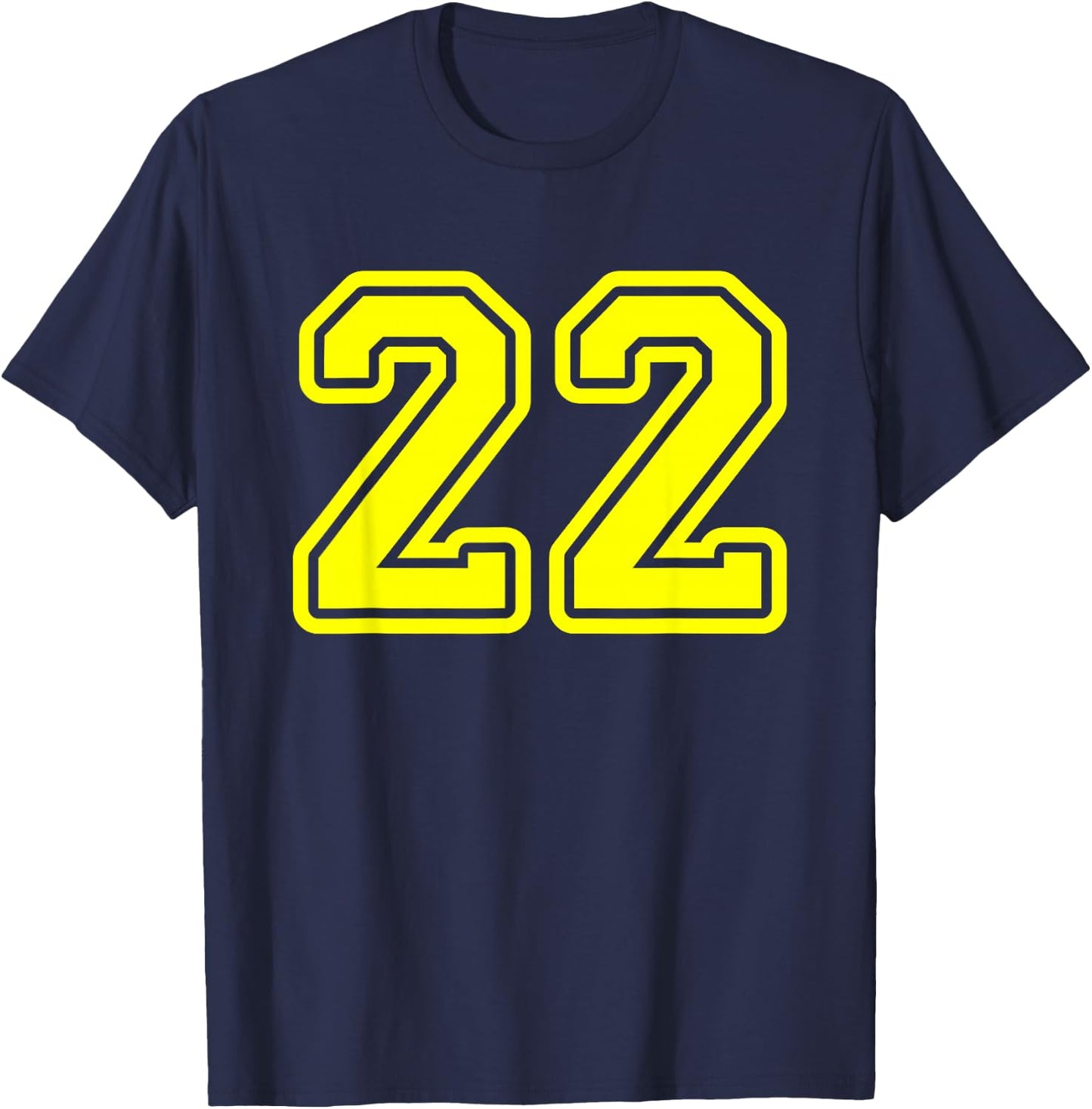 Number #22 Yellow Sport Number 22 T-Shirt - T-Shirt | Navy