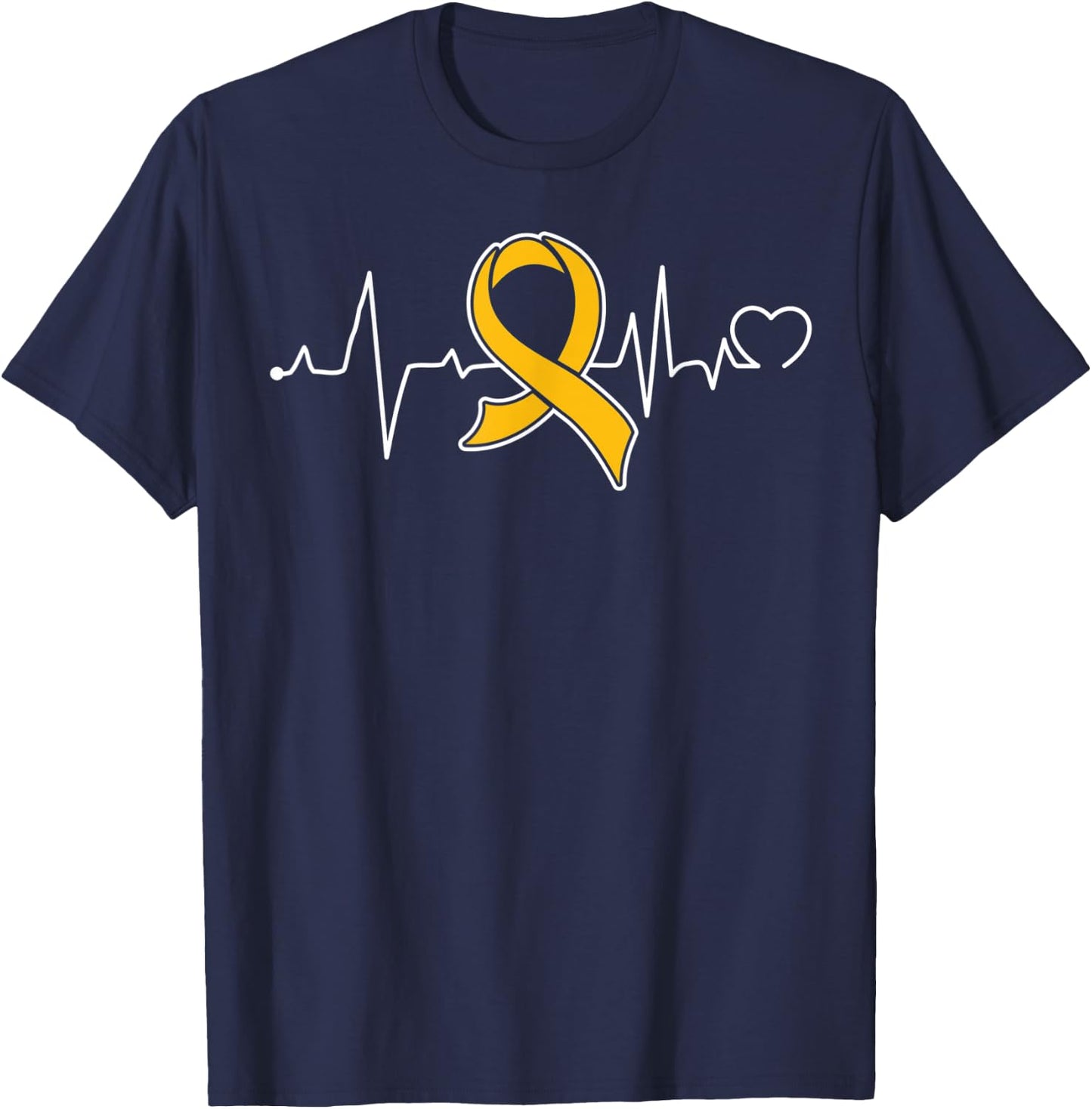Heartbeat- Childhood Cancer Awareness Item T-Shirt - T-Shirt | Navy