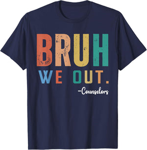 Vintage Bruh We Out Counselors Last Day Of School T-Shirt - T-Shirt | Navy