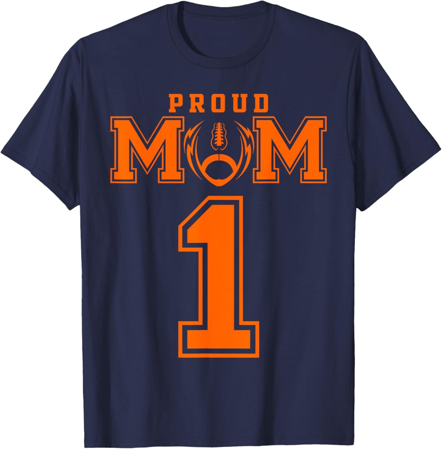 Custom Proud Football Mom Number 1 OR Personalized T-Shirt - T-Shirt | Navy