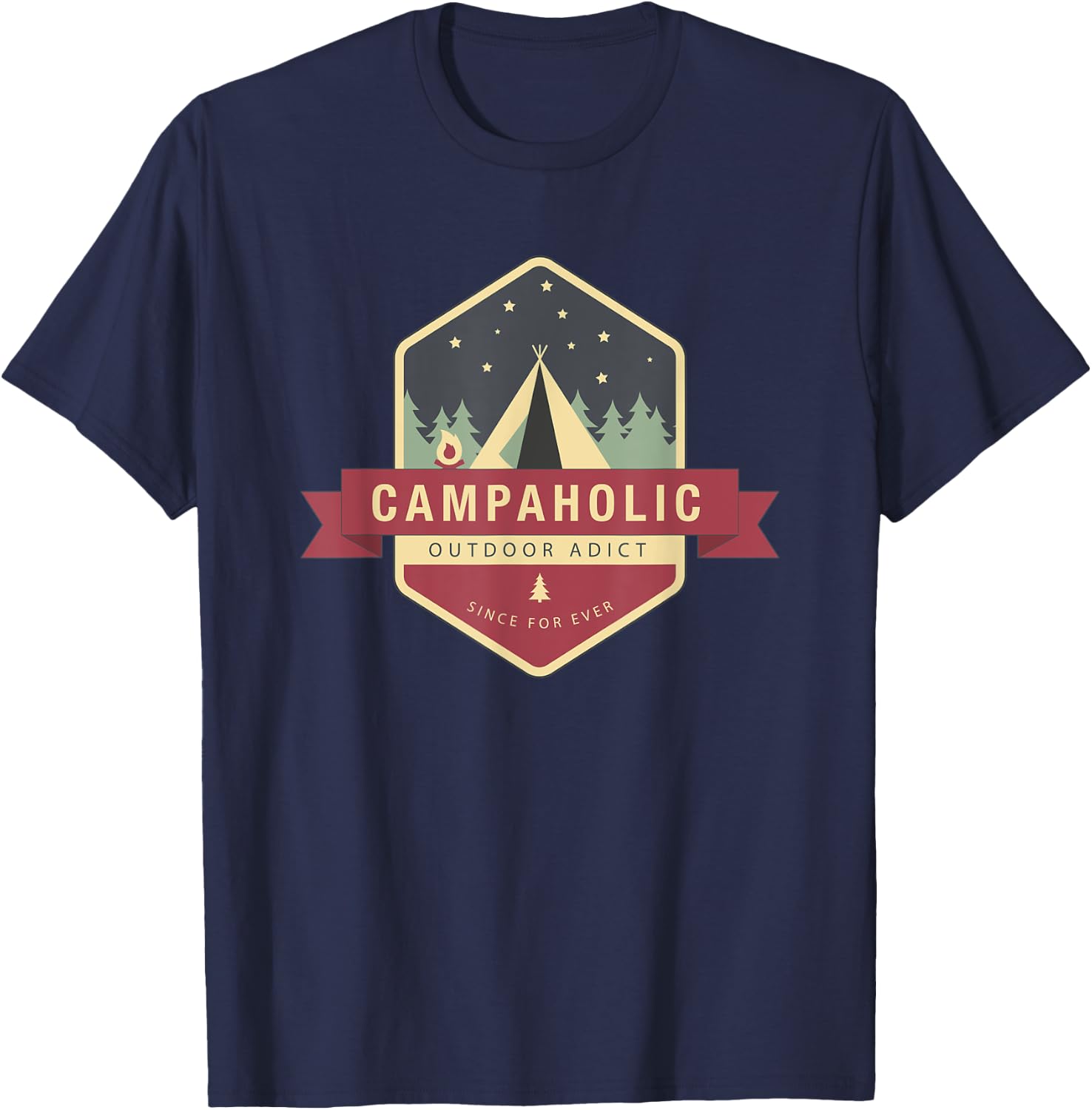 Campaholic Outdoor Addict with a tent T-Shirt - T-Shirt | Navy