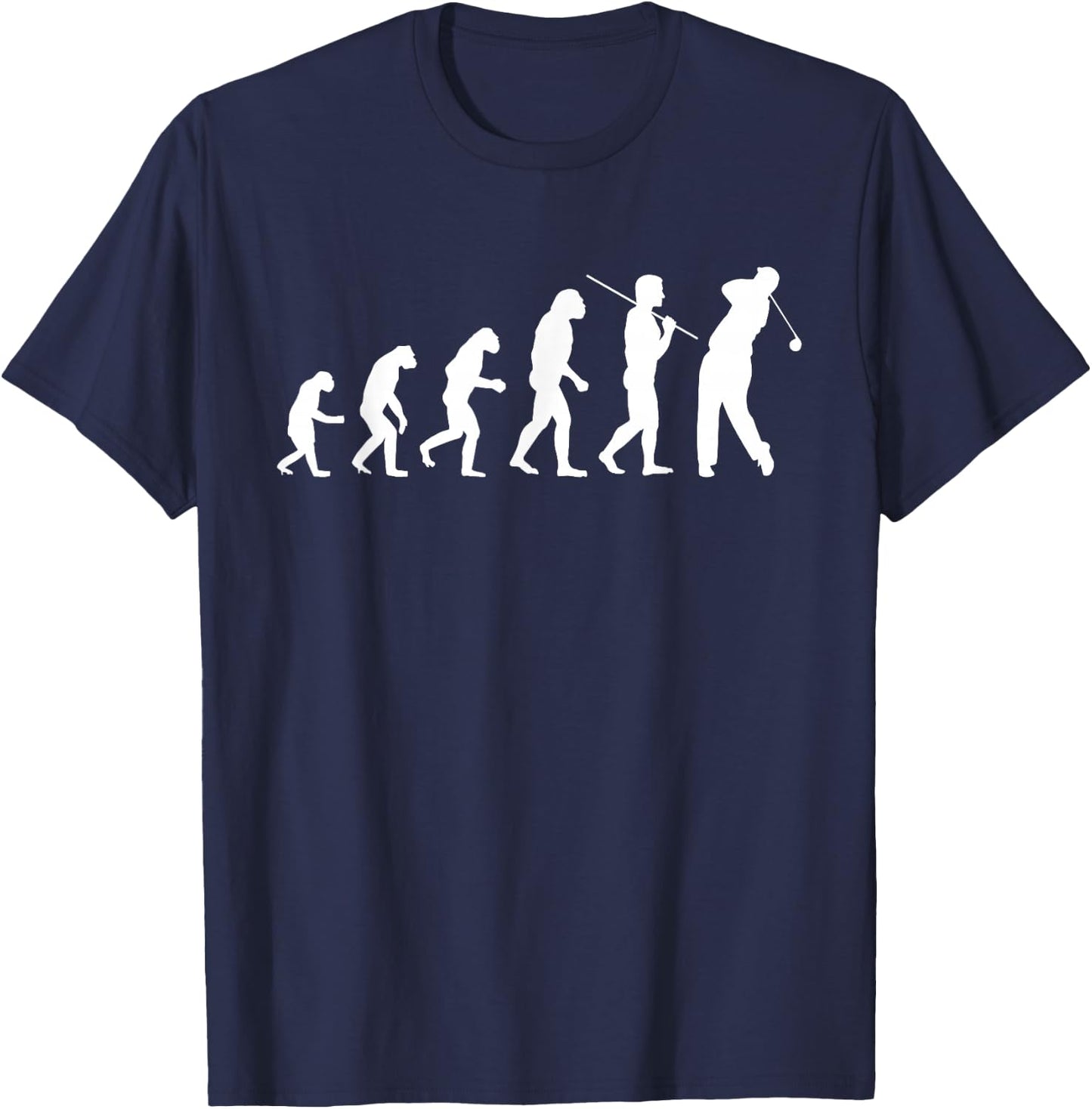 Golf Evolution From Caveman to a Golfer T-Shirt - T-Shirt | Navy