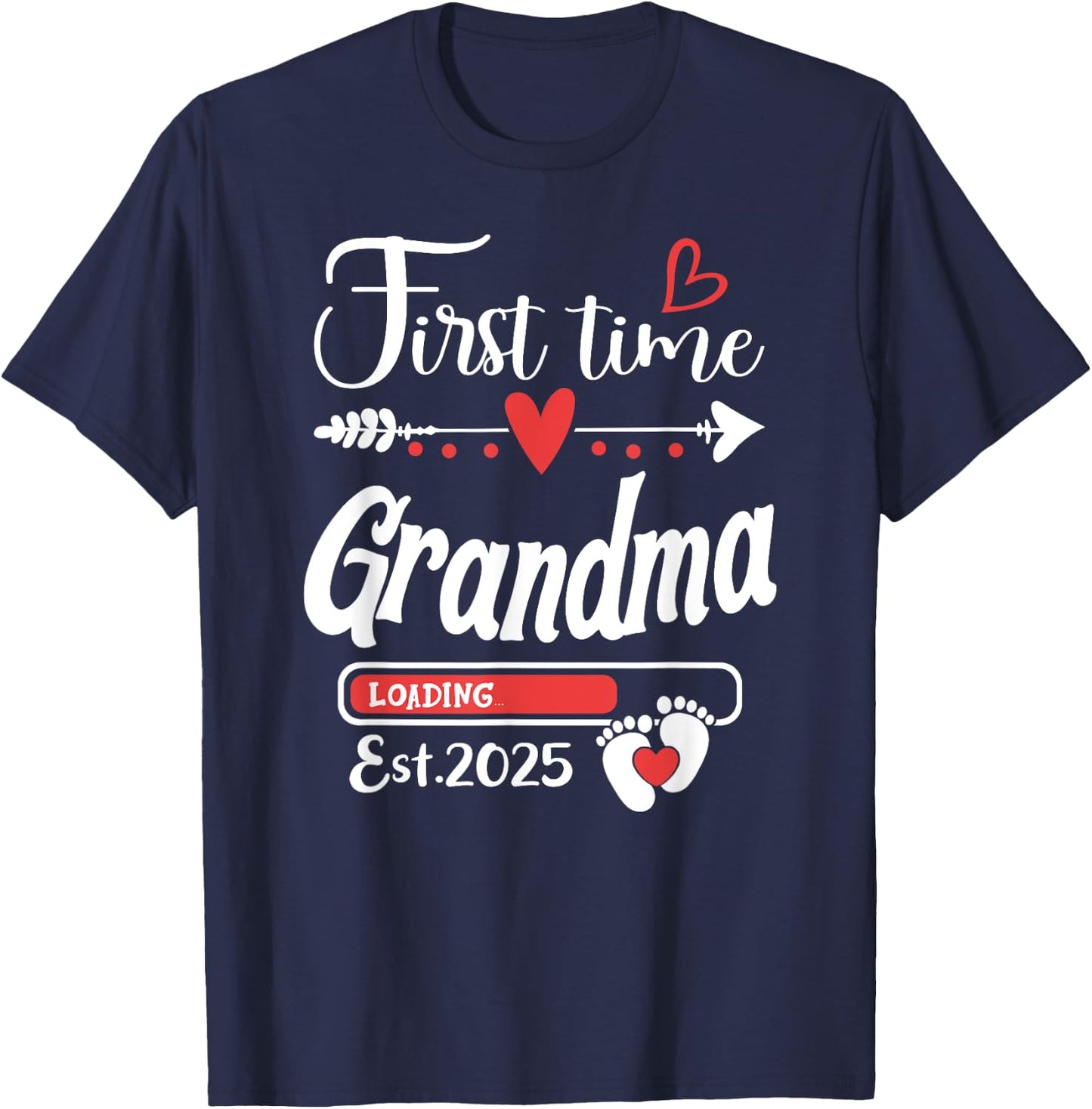 First time Grandma 2025 Soon to be Grandma, Baby Reveal T-Shirt - T-Shirt | Navy