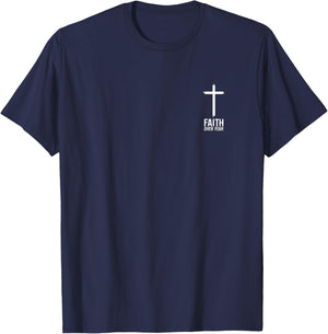 Faith Over Fear Small Cross Christian Minimalist Religious T-Shirt - T-Shirt | Navy