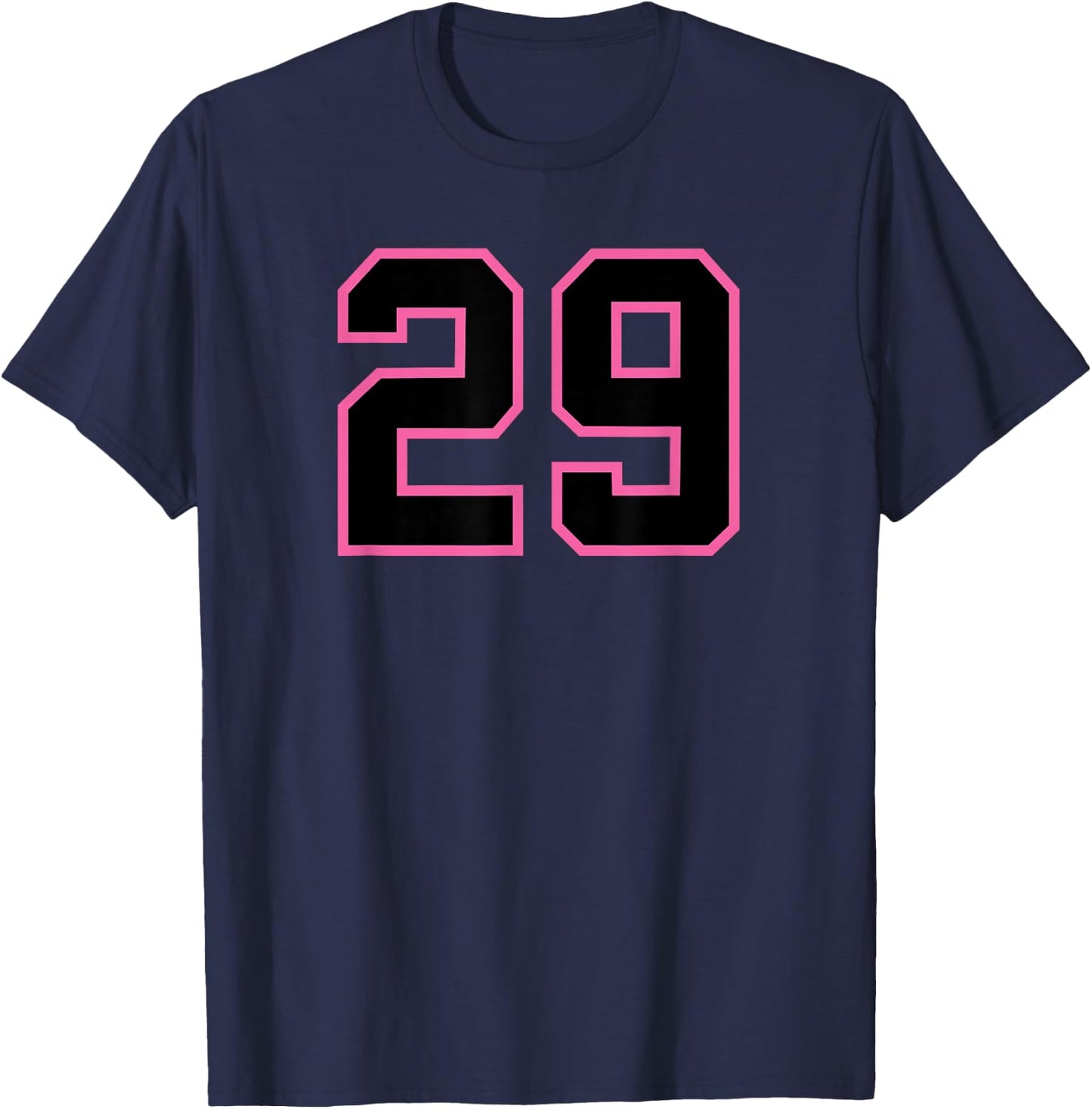 Pink Black Sports Team Number #29 T-Shirt - T-Shirt | Navy
