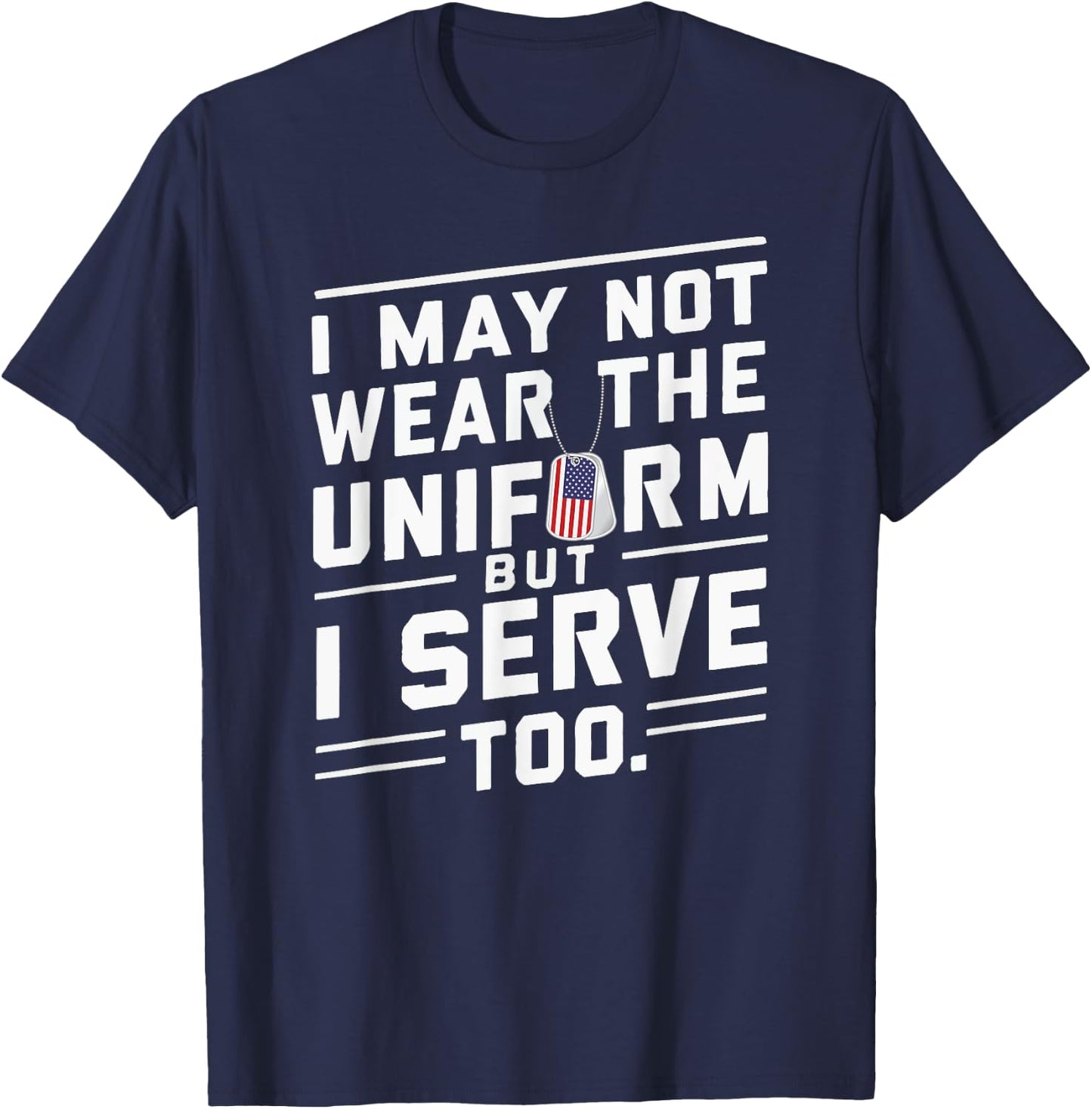 Army Wife Husband Proud Flag Dog Tag Military Spouse Day Women Girls Kids T-Shirt - T-Shirt | Navy