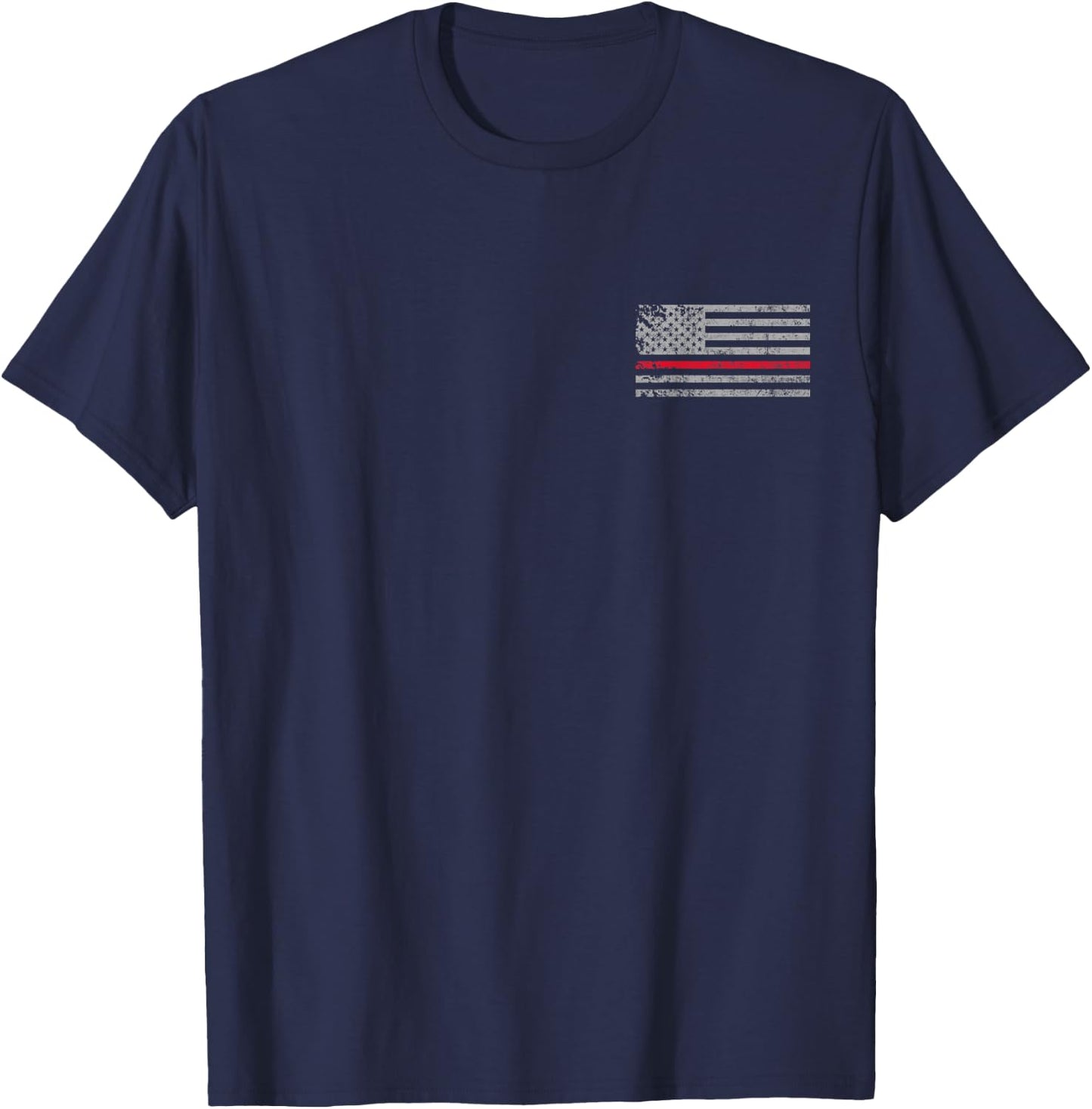 Thin Red Line American USA Flag Fireman Support Firefighter T-Shirt - T-Shirt | Navy