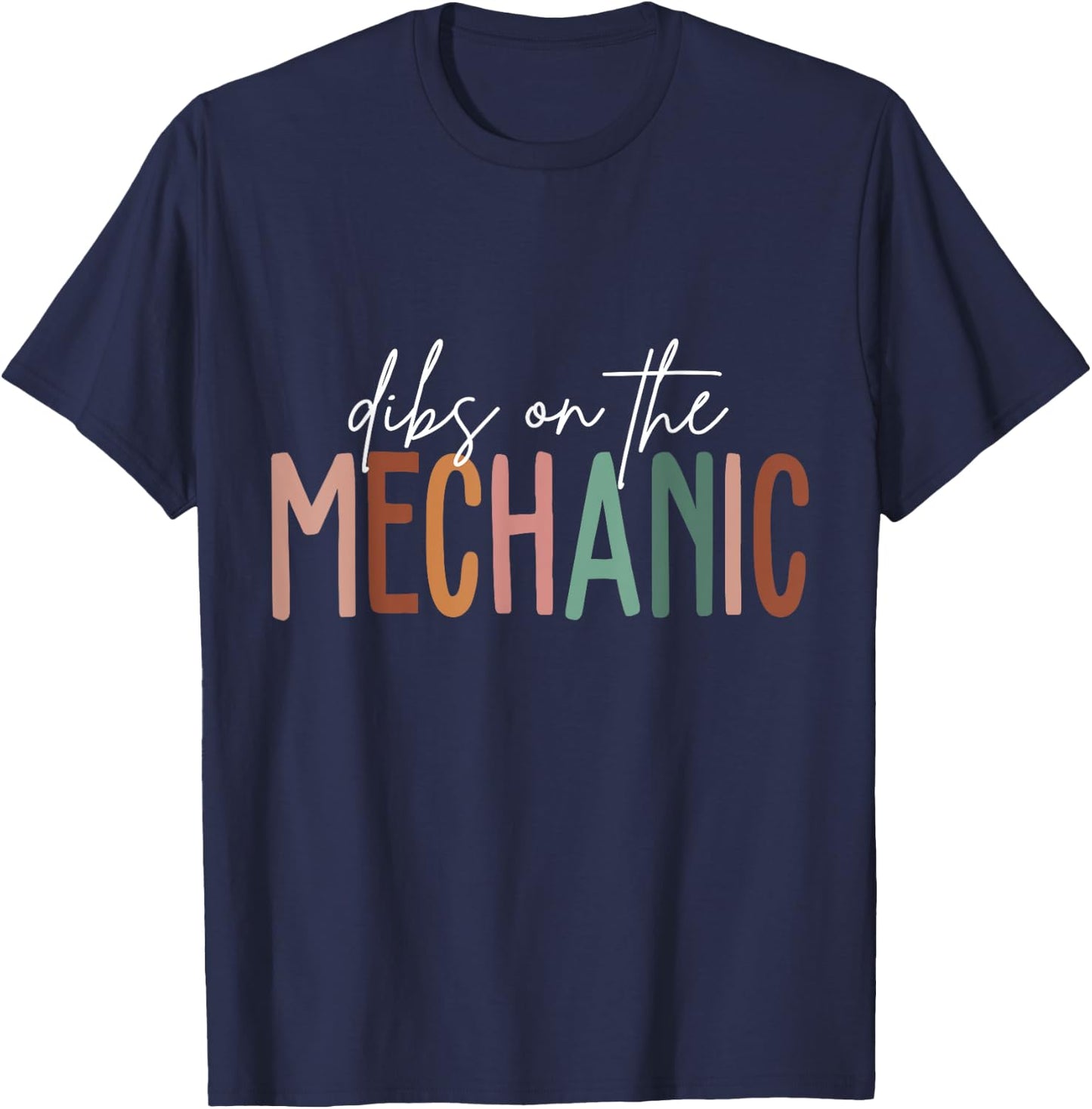 Vintage Dibs On The Mechanic Wife Girlfriend Husband T-Shirt - T-Shirt | Navy