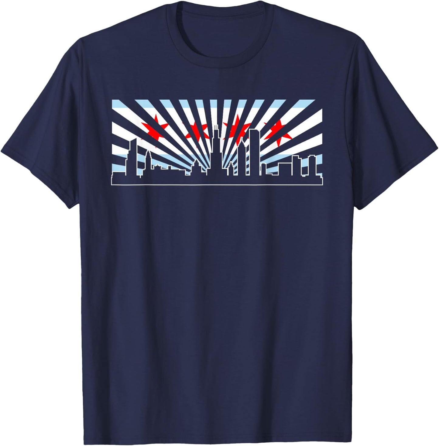 Chicago Flag Skyline Shirt | Know About Chicago Gift T-Shirt - T-Shirt | Navy