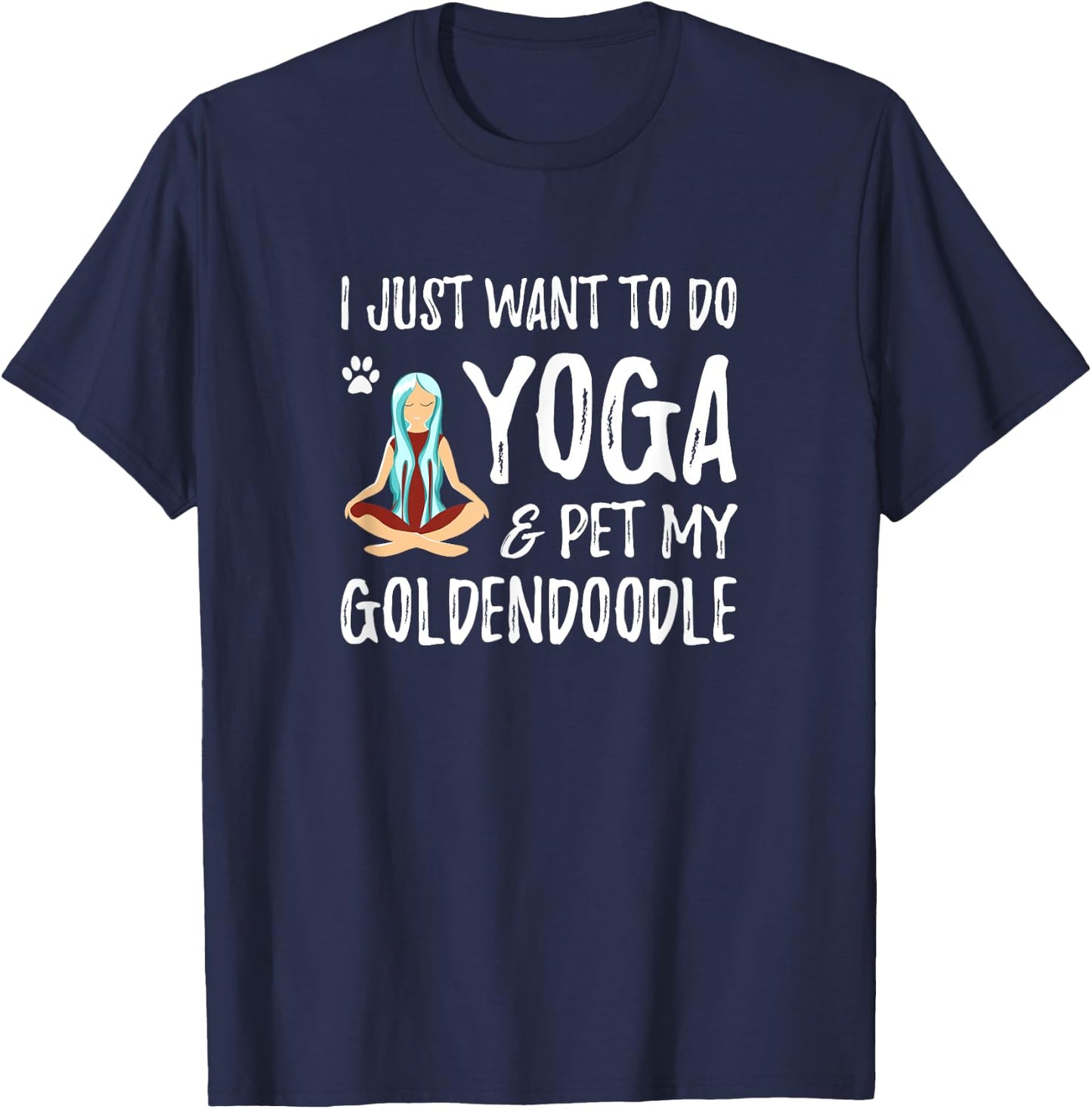 Yoga and Goldendoodle for Funny Dog Mom Women Kids T-Shirt - T-Shirt | Navy