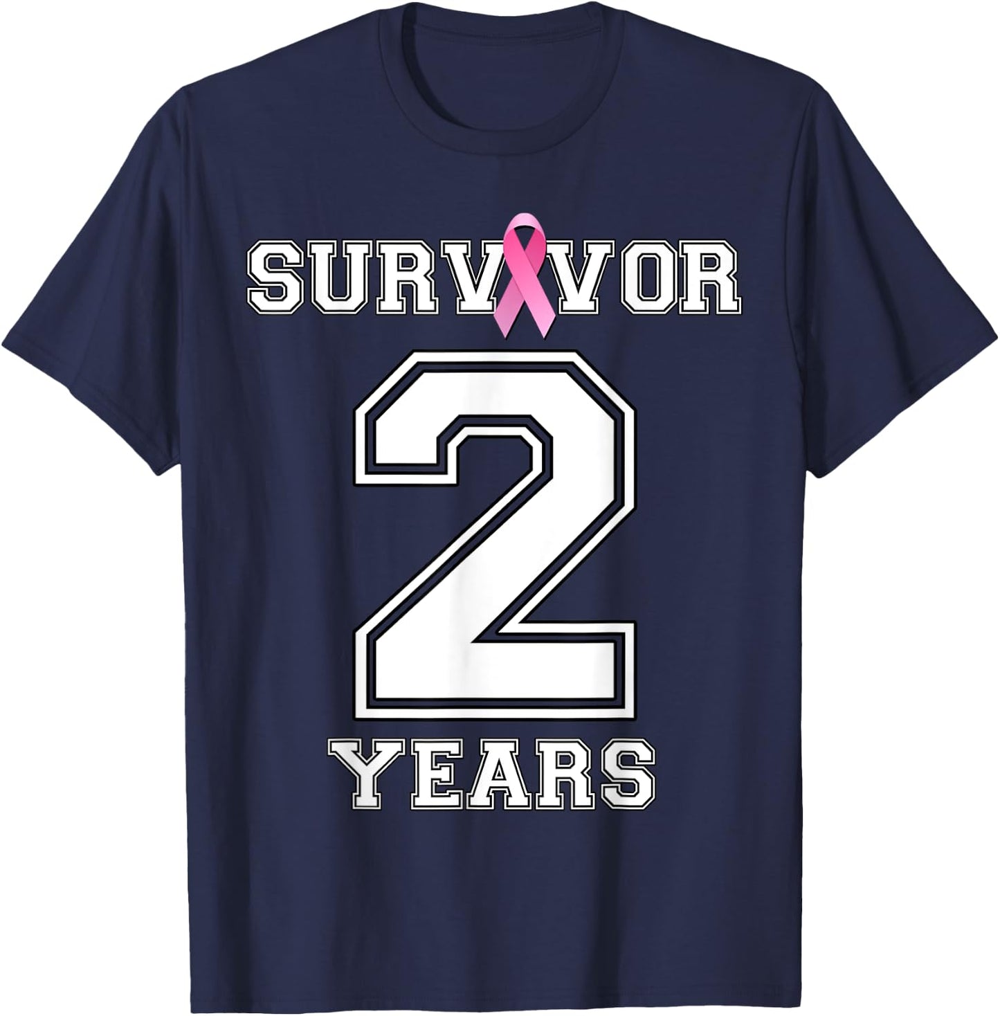2 Years Breast Cancer Survivor Pink Ribbon Awareness ZL T-Shirt - T-Shirt | Navy