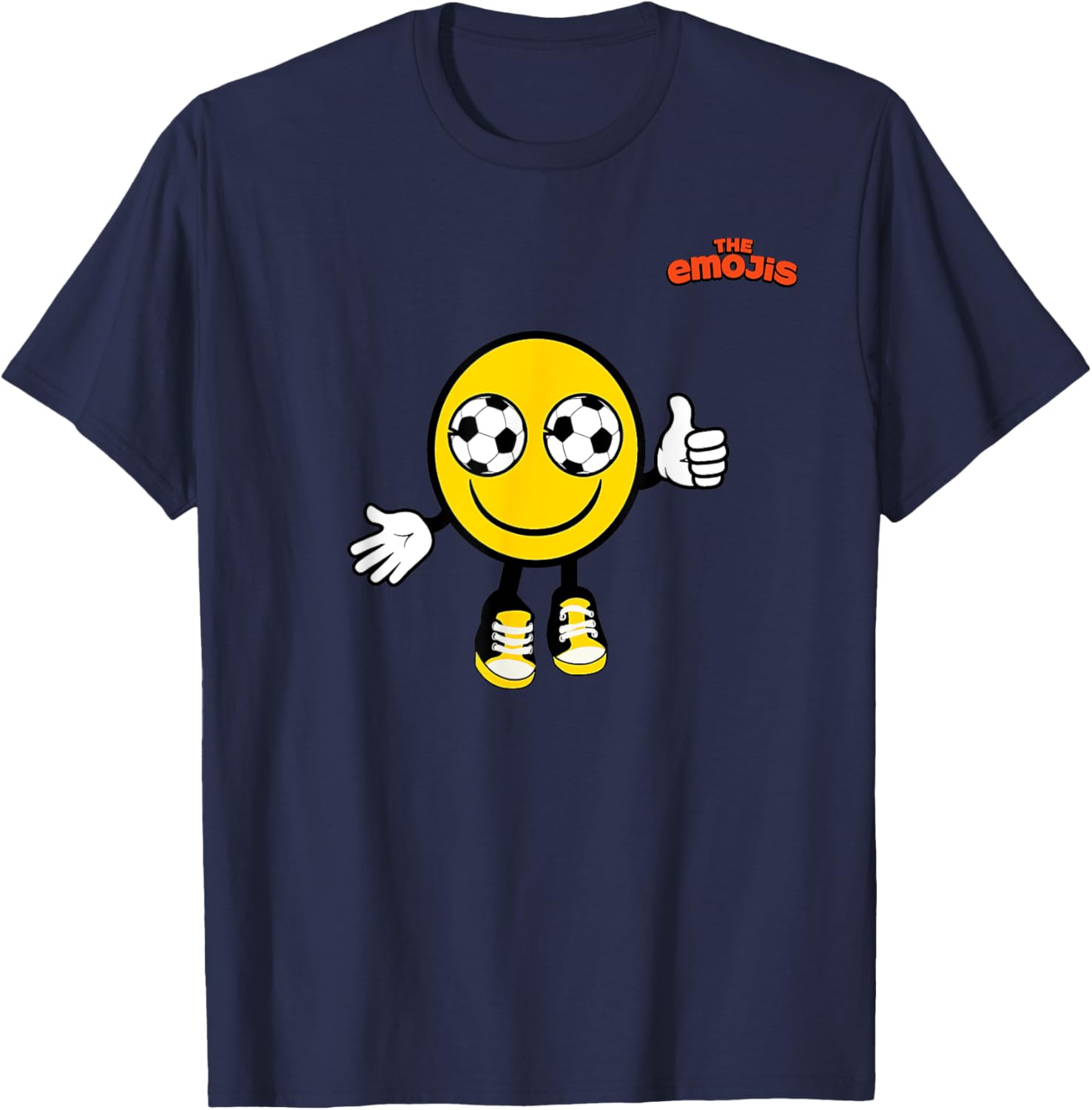 Emoji Soccer Eyes Yellow Face Thumb Up T-Shirt - T-Shirt | Navy