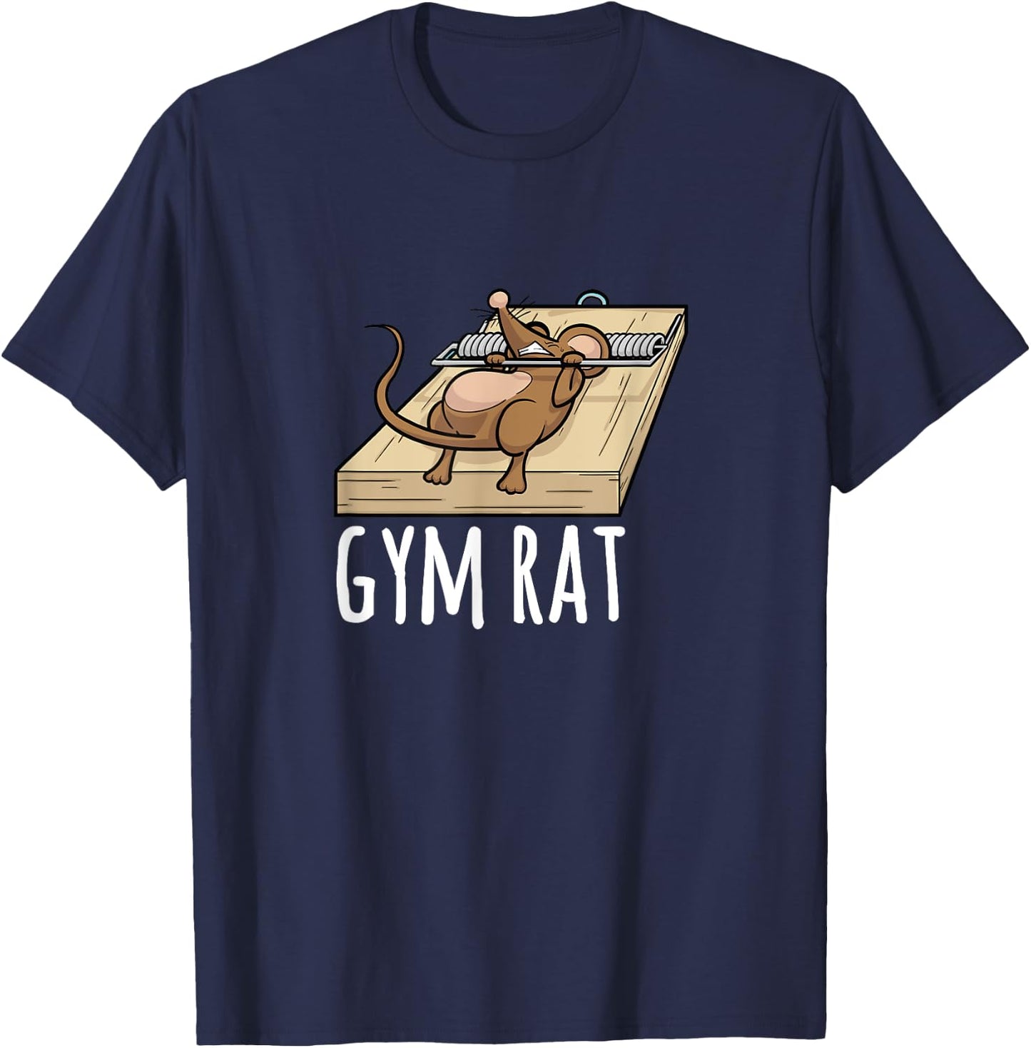 Gym Rat Mouse Trap Bench Press Funny T-Shirt - T-Shirt | Navy