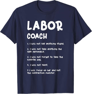 Labor Coach Expecting Dad Rules Papa Pregnancy New Parent T-Shirt - T-Shirt | Navy