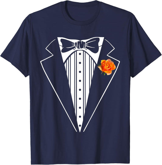 Kids Adult Orange Tuxedo, Toddler Tux Costume Youth Tux T-Shirt - T-Shirt | Navy