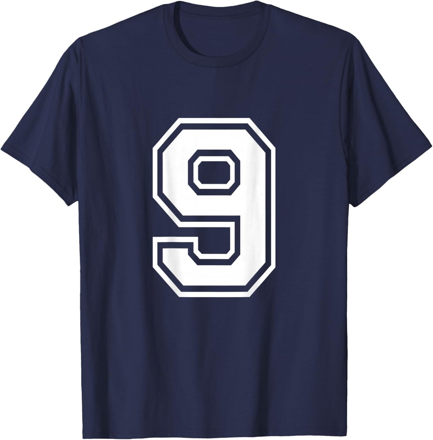 Number 9 Shirt Sports Player Number BACK of Shirt T-Shirt - T-Shirt | Navy