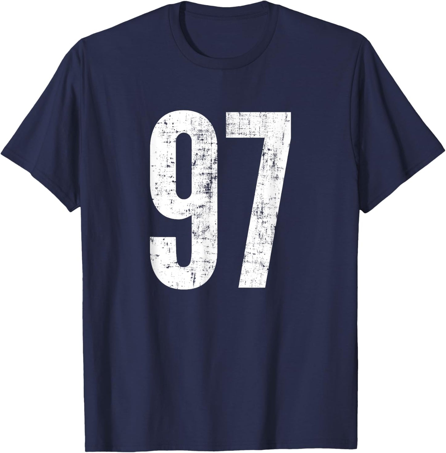 Number 97 Ninety Seven Distressed Vintage Sport Team Players T-Shirt - T-Shirt | Navy