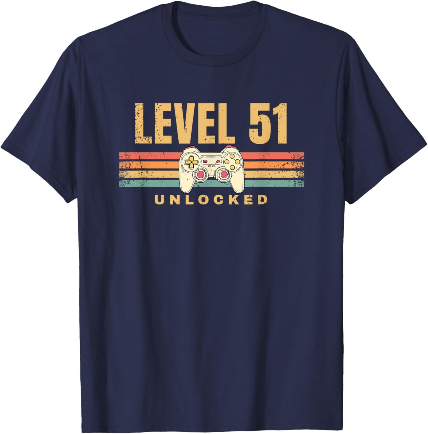 Level 51 Unlocked Funny Video Gamer 51st Birthday Gaming T-Shirt - T-Shirt | Navy