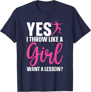 Funny Javelin Throwing Art For Girls Women Javelin Lover T-Shirt - T-Shirt | Navy