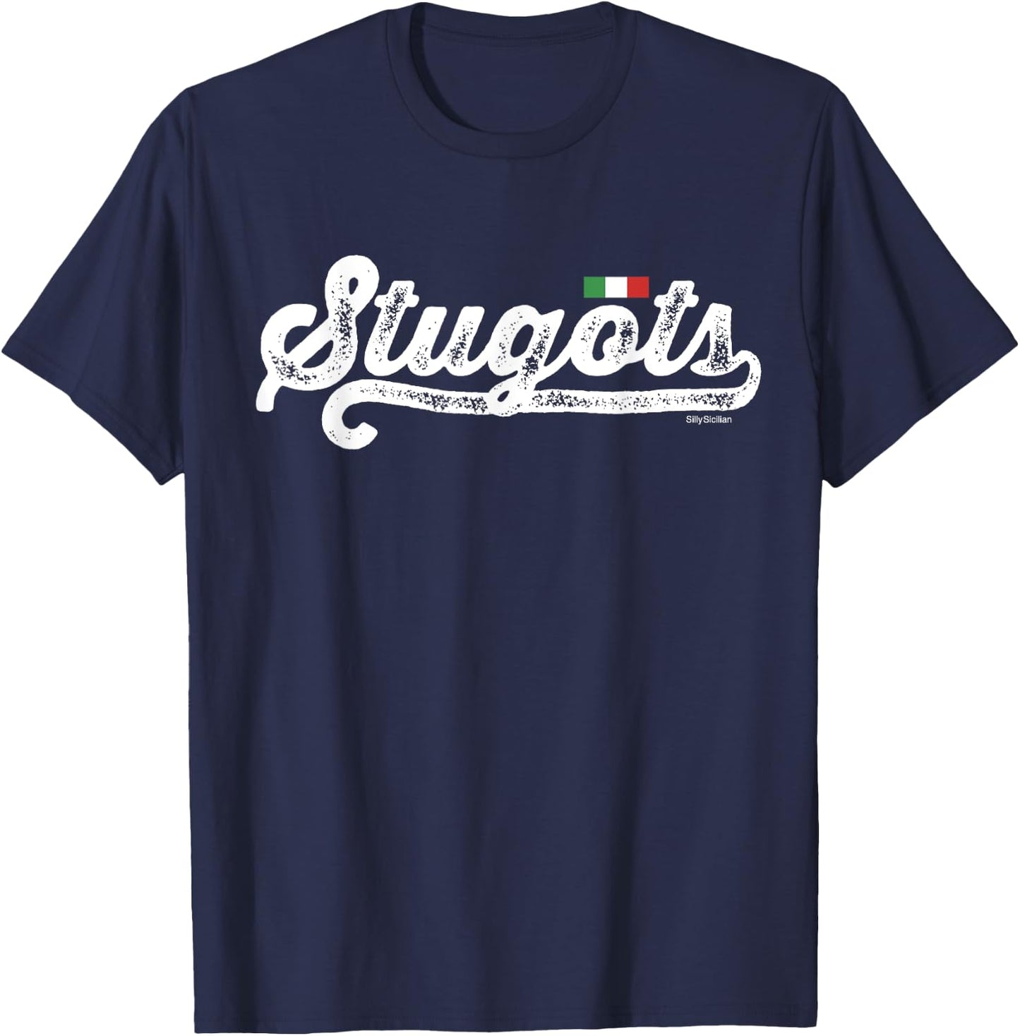 Stugots Funny Italian Saying Italy Flag White Vintage Script T-Shirt - T-Shirt | Navy
