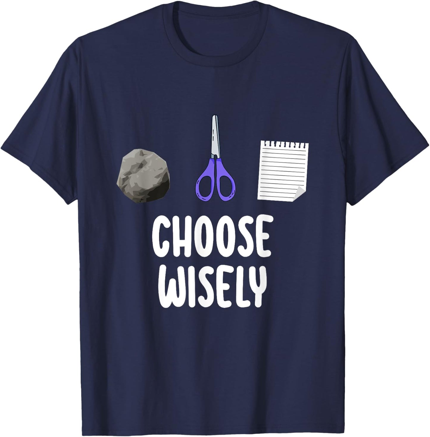 Rock Paper Scissors Hand Game Shirt Funny Choose Wisely Kids T-Shirt - T-Shirt | Navy