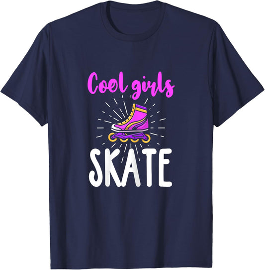 Roller Skating Girl Shirt Funny Cool Girls Skate T-Shirt - T-Shirt | Navy