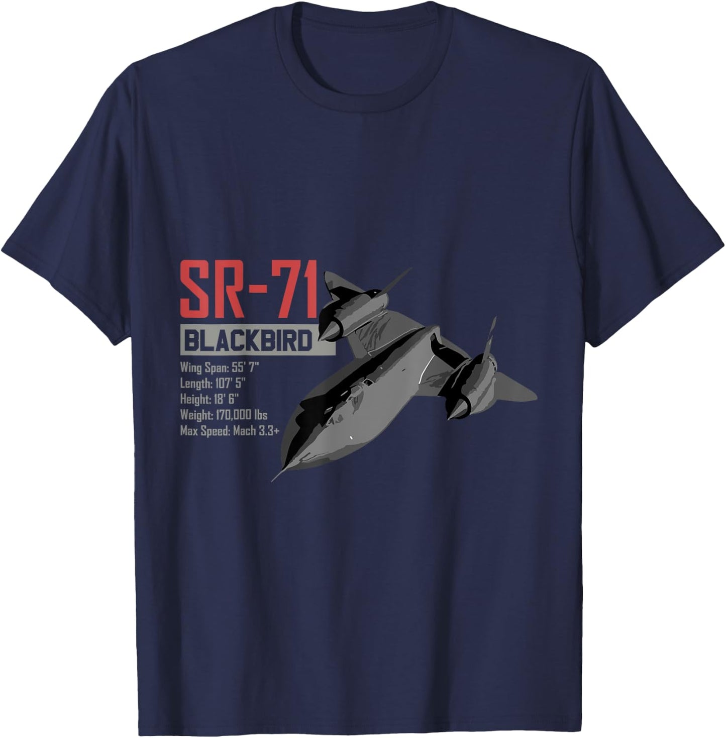 American Reconnaissance Aircraft SR71 Blackbird T-Shirt - T-Shirt | Navy