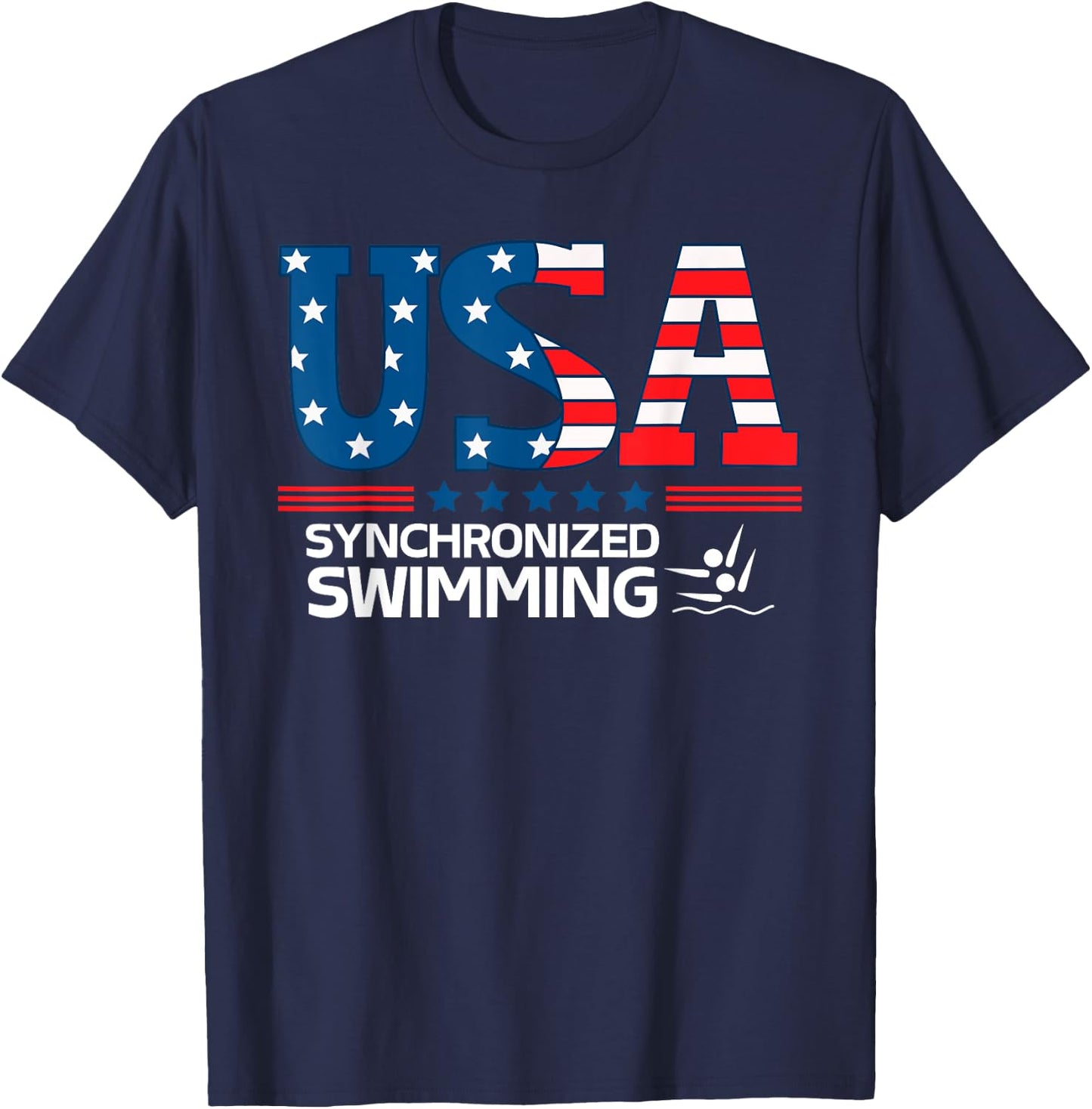 Synchronized Swimming United States Flag USA Sport swimming T-Shirt - T-Shirt | Navy
