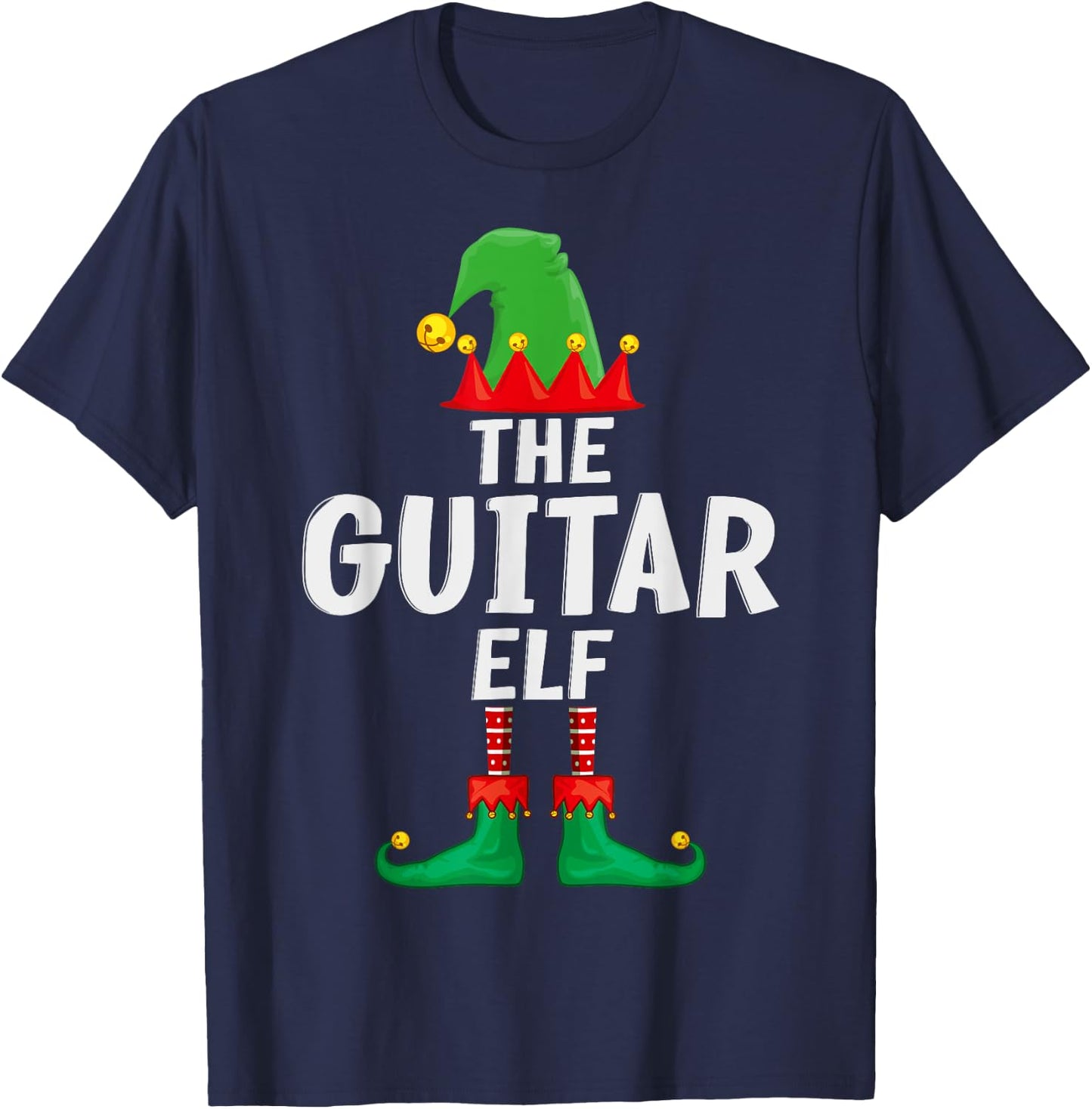 The Guitar Elf Matching Family Christmas T-Shirt - T-Shirt | Navy