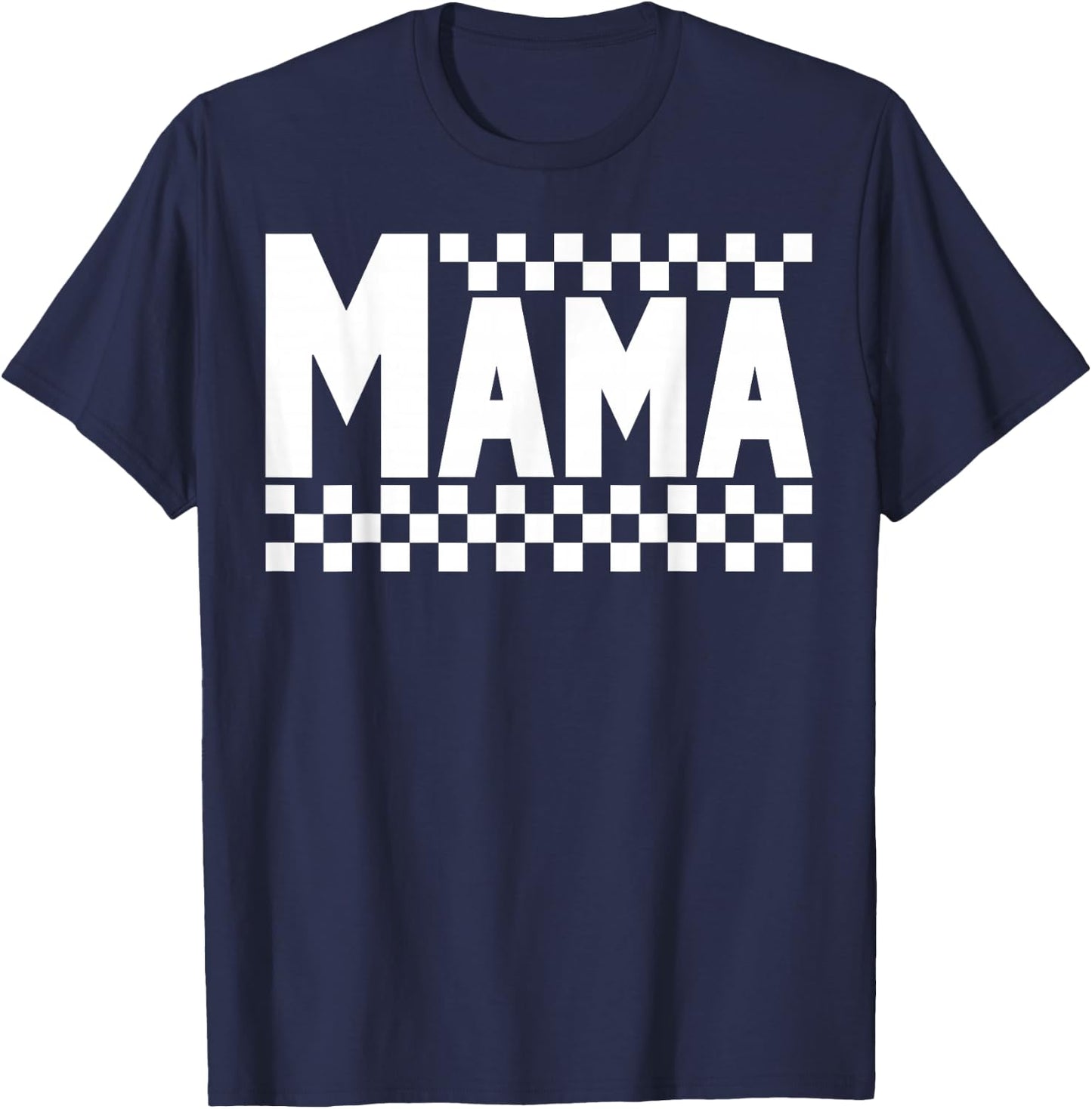 Funny Retro Checkered Mama Vintage Mom Mother's Day T-Shirt - T-Shirt | Navy