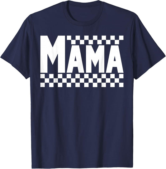 Funny Retro Checkered Mama Vintage Mom Mother's Day T-Shirt - T-Shirt | Navy