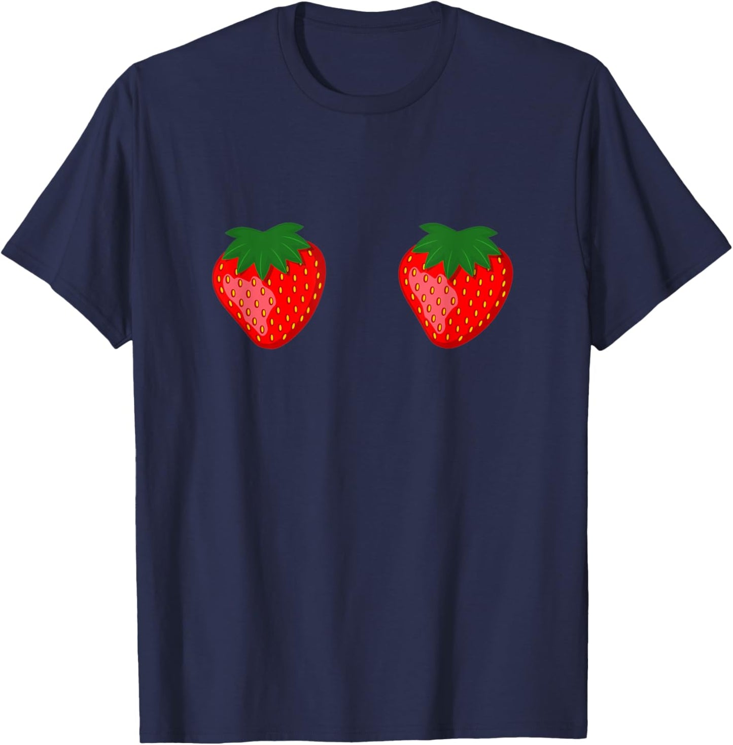 Strawberry Boobs Funny T-Shirt - T-Shirt | Navy